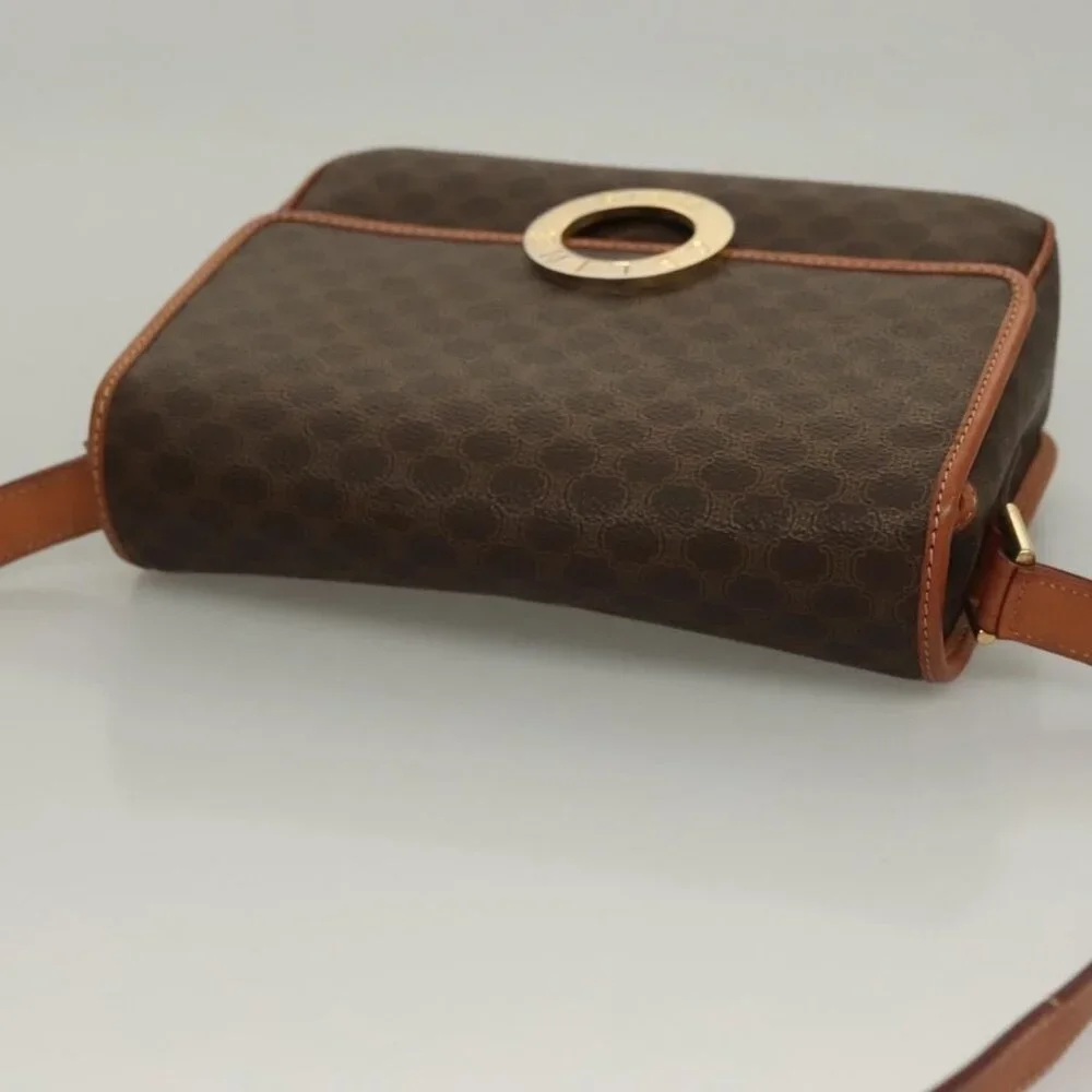 Authentic CELINE Macadam Canvas Shoulder Bag PVC Leather Brown Gold - Picture 13 of 16